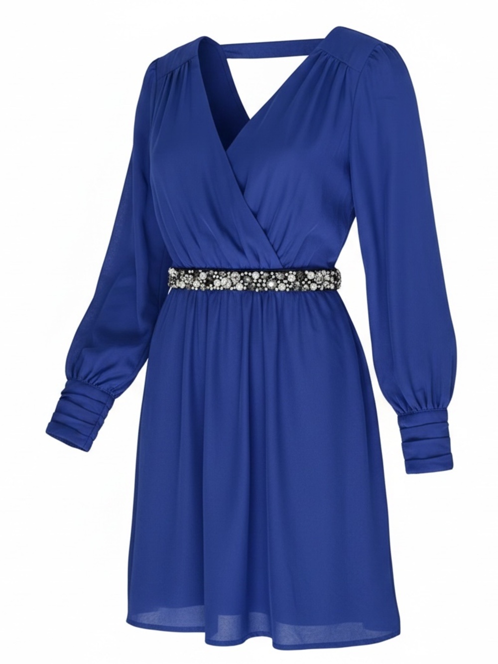 Le Chateau Royal Blue Faux Wrap Back Strap Dress - Size XXS